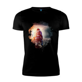 Мужская футболка премиум с принтом Interstellar в Санкт-Петербурге, 92% хлопок, 8% лайкра | приталенный силуэт, круглый вырез ворота, длина до линии бедра, короткий рукав | interstellar | интерстеллар | космонавт | космос