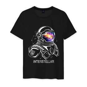 Мужская футболка хлопок с принтом Космонавт в Санкт-Петербурге, 100% хлопок | прямой крой, круглый вырез горловины, длина до линии бедер, слегка спущенное плечо. | interstellar | интерстеллар | космонавт | космос