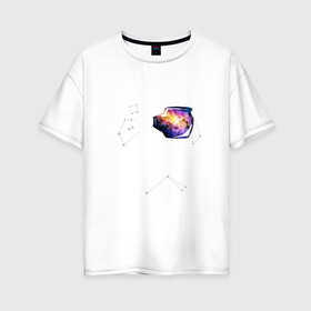 Женская футболка хлопок Oversize с принтом Космонавт в Санкт-Петербурге, 100% хлопок | свободный крой, круглый ворот, спущенный рукав, длина до линии бедер
 | interstellar | интерстеллар | космонавт | космос
