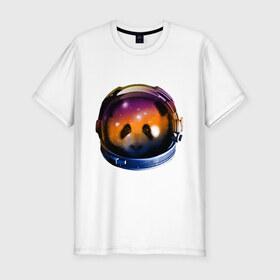Мужская футболка премиум с принтом Космический панда в Санкт-Петербурге, 92% хлопок, 8% лайкра | приталенный силуэт, круглый вырез ворота, длина до линии бедра, короткий рукав | панда