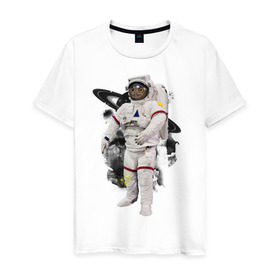 Мужская футболка хлопок с принтом Сова космонавт в Санкт-Петербурге, 100% хлопок | прямой крой, круглый вырез горловины, длина до линии бедер, слегка спущенное плечо. | сова