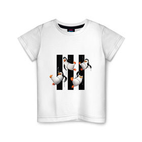 Детская футболка хлопок с принтом Пингвины Мадагаскара в Санкт-Петербурге, 100% хлопок | круглый вырез горловины, полуприлегающий силуэт, длина до линии бедер | мадагаскар | мультик | пингвины