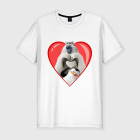 Мужская футболка премиум с принтом Пингвины Мадагаскара в Санкт-Петербурге, 92% хлопок, 8% лайкра | приталенный силуэт, круглый вырез ворота, длина до линии бедра, короткий рукав | мадагаскар | медведь | мультик | пингвины