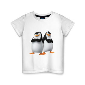 Детская футболка хлопок с принтом Пингвины Мадагаскара в Санкт-Петербурге, 100% хлопок | круглый вырез горловины, полуприлегающий силуэт, длина до линии бедер | мадагаскар | мультик | пингвины