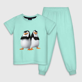 Детская пижама хлопок с принтом Пингвины Мадагаскара в Санкт-Петербурге, 100% хлопок |  брюки и футболка прямого кроя, без карманов, на брюках мягкая резинка на поясе и по низу штанин
 | мадагаскар | мультик | пингвины