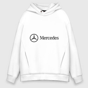 Мужское худи Oversize хлопок с принтом Mercedes Logo в Санкт-Петербурге, френч-терри — 70% хлопок, 30% полиэстер. Мягкий теплый начес внутри —100% хлопок | боковые карманы, эластичные манжеты и нижняя кромка, капюшон на магнитной кнопке | logo | mercedes