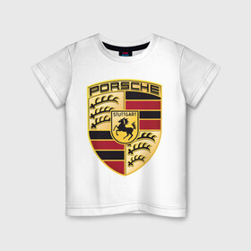Детская футболка хлопок с принтом Porsche в Санкт-Петербурге, 100% хлопок | круглый вырез горловины, полуприлегающий силуэт, длина до линии бедер | porsche