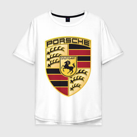 Мужская футболка хлопок Oversize с принтом Porsche в Санкт-Петербурге, 100% хлопок | свободный крой, круглый ворот, “спинка” длиннее передней части | porsche