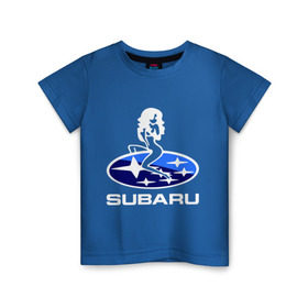 Детская футболка хлопок с принтом Subaru в Санкт-Петербурге, 100% хлопок | круглый вырез горловины, полуприлегающий силуэт, длина до линии бедер | Тематика изображения на принте: subaru | субару