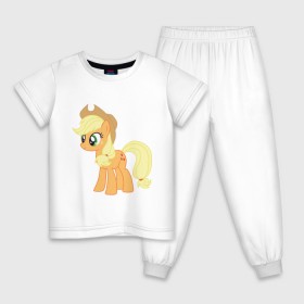 Детская пижама хлопок с принтом Пони Эпплджек в Санкт-Петербурге, 100% хлопок |  брюки и футболка прямого кроя, без карманов, на брюках мягкая резинка на поясе и по низу штанин
 | Тематика изображения на принте: my little pony | мой маленький пони | пони | эпплджек