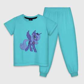 Детская пижама хлопок с принтом Принцесса Луна в Санкт-Петербурге, 100% хлопок |  брюки и футболка прямого кроя, без карманов, на брюках мягкая резинка на поясе и по низу штанин
 | my little pony | луна | мой маленький пони | пони