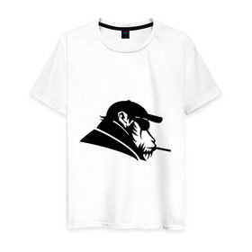 Мужская футболка хлопок с принтом Макака в Санкт-Петербурге, 100% хлопок | прямой крой, круглый вырез горловины, длина до линии бедер, слегка спущенное плечо. | обезьяна