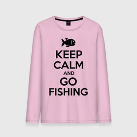 Мужской лонгслив хлопок с принтом Keep calm and go fishing в Санкт-Петербурге, 100% хлопок |  | fishing | keep calm | рыбак | рыбалка | рыбачить | сохраняй спокойствие