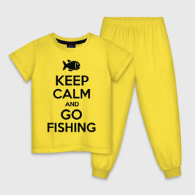 Детская пижама хлопок с принтом Keep calm and go fishing в Санкт-Петербурге, 100% хлопок |  брюки и футболка прямого кроя, без карманов, на брюках мягкая резинка на поясе и по низу штанин
 | fishing | keep calm | рыбак | рыбалка | рыбачить | сохраняй спокойствие