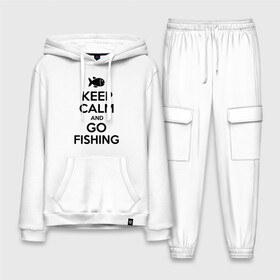 Мужской костюм хлопок с толстовкой с принтом Keep calm and go fishing в Санкт-Петербурге,  |  | Тематика изображения на принте: fishing | keep calm | рыбак | рыбалка | рыбачить | сохраняй спокойствие