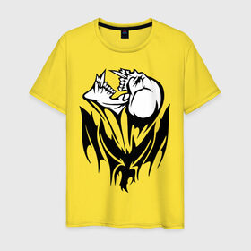 Мужская футболка хлопок с принтом Крылатая смерть в Санкт-Петербурге, 100% хлопок | прямой крой, круглый вырез горловины, длина до линии бедер, слегка спущенное плечо. | демон | крылатая | череп