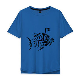 Мужская футболка хлопок Oversize с принтом Скелет глубоководной рыбы в Санкт-Петербурге, 100% хлопок | свободный крой, круглый ворот, “спинка” длиннее передней части | скелет