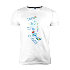 Мужская футболка премиум с принтом Rainbow Dash Let`s Do This в Санкт-Петербурге, 92% хлопок, 8% лайкра | приталенный силуэт, круглый вырез ворота, длина до линии бедра, короткий рукав | 