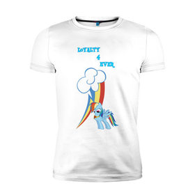 Мужская футболка премиум с принтом Rainbow Dash Loyalty в Санкт-Петербурге, 92% хлопок, 8% лайкра | приталенный силуэт, круглый вырез ворота, длина до линии бедра, короткий рукав | 
