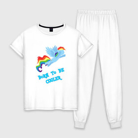 Женская пижама хлопок с принтом Rainbow Dash в Санкт-Петербурге, 100% хлопок | брюки и футболка прямого кроя, без карманов, на брюках мягкая резинка на поясе и по низу штанин | 