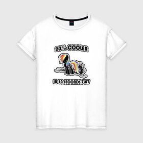 Женская футболка хлопок с принтом Rainbow Dash Black&Color в Санкт-Петербурге, 100% хлопок | прямой крой, круглый вырез горловины, длина до линии бедер, слегка спущенное плечо | 