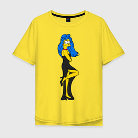 Мужская футболка хлопок Oversize с принтом Миссис Симпсон в Санкт-Петербурге, 100% хлопок | свободный крой, круглый ворот, “спинка” длиннее передней части | simpson | костюм | любовь | мардж | миссис симпсон | семья | симпсон