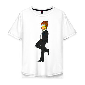Мужская футболка хлопок Oversize с принтом Мистер Симпсон в Санкт-Петербурге, 100% хлопок | свободный крой, круглый ворот, “спинка” длиннее передней части | гомер