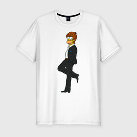 Мужская футболка премиум с принтом Мистер Симпсон в Санкт-Петербурге, 92% хлопок, 8% лайкра | приталенный силуэт, круглый вырез ворота, длина до линии бедра, короткий рукав | Тематика изображения на принте: гомер