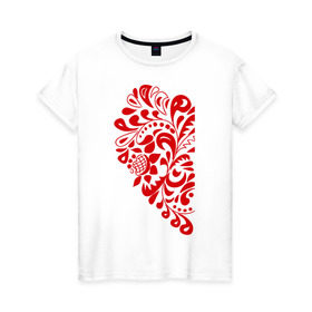 Женская футболка хлопок с принтом Половинка сердца в Санкт-Петербурге, 100% хлопок | прямой крой, круглый вырез горловины, длина до линии бедер, слегка спущенное плечо | день святого валентина | любовь | сердце | символ | узоры | цветы