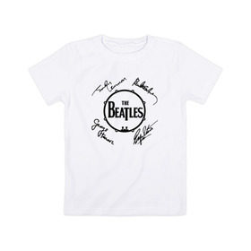 Детская футболка хлопок с принтом Beatles (автографы) в Санкт-Петербурге, 100% хлопок | круглый вырез горловины, полуприлегающий силуэт, длина до линии бедер | битлз