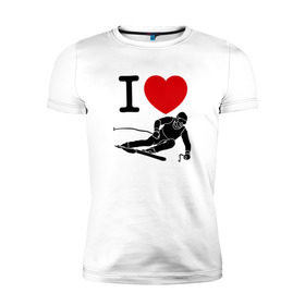 Мужская футболка премиум с принтом Я люблю лыжи в Санкт-Петербурге, 92% хлопок, 8% лайкра | приталенный силуэт, круглый вырез ворота, длина до линии бедра, короткий рукав | Тематика изображения на принте: 