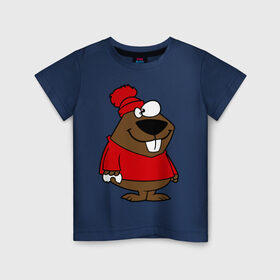 Детская футболка хлопок с принтом Бобер в Санкт-Петербурге, 100% хлопок | круглый вырез горловины, полуприлегающий силуэт, длина до линии бедер | бобер | бобр