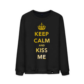 Мужской свитшот хлопок с принтом Keep calm and kiss me в Санкт-Петербурге, 100% хлопок |  | keep calm | kiss | золото | поцелуй | сохраняй спокойствие