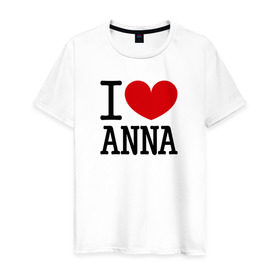 Мужская футболка хлопок с принтом Я люблю Анну. в Санкт-Петербурге, 100% хлопок | прямой крой, круглый вырез горловины, длина до линии бедер, слегка спущенное плечо. | 