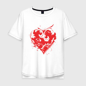 Мужская футболка хлопок Oversize с принтом сердечко любви в Санкт-Петербурге, 100% хлопок | свободный крой, круглый ворот, “спинка” длиннее передней части | 