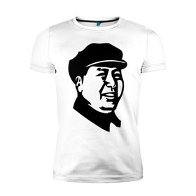 Мужская футболка премиум с принтом Мао в Санкт-Петербурге, 92% хлопок, 8% лайкра | приталенный силуэт, круглый вырез ворота, длина до линии бедра, короткий рукав | Тематика изображения на принте: китай | кнр | мао | цзедун