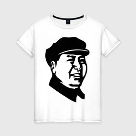 Женская футболка хлопок с принтом Мао в Санкт-Петербурге, 100% хлопок | прямой крой, круглый вырез горловины, длина до линии бедер, слегка спущенное плечо | китай | кнр | мао | цзедун
