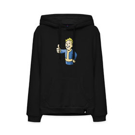 Мужская толстовка хлопок с принтом Fallout vault boy в Санкт-Петербурге, френч-терри, мягкий теплый начес внутри (100% хлопок) | карман-кенгуру, эластичные манжеты и нижняя кромка, капюшон с подкладом и шнурком | 