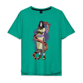 Мужская футболка хлопок Oversize с принтом Орочимару в Санкт-Петербурге, 100% хлопок | свободный крой, круглый ворот, “спинка” длиннее передней части | дзютсу | змея | орочимару