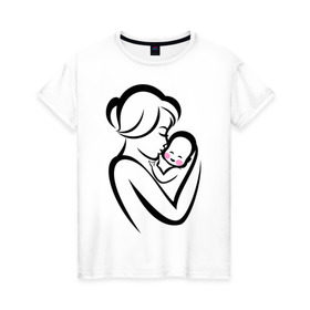Женская футболка хлопок с принтом Лучшая мама на свете в Санкт-Петербурге, 100% хлопок | прямой крой, круглый вырез горловины, длина до линии бедер, слегка спущенное плечо | лучшая мама | ребенок