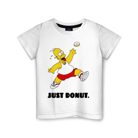 Детская футболка хлопок с принтом Гомер Симпсон - Только пончик в Санкт-Петербурге, 100% хлопок | круглый вырез горловины, полуприлегающий силуэт, длина до линии бедер | гомер