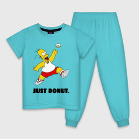 Детская пижама хлопок с принтом Гомер Симпсон - Только пончик в Санкт-Петербурге, 100% хлопок |  брюки и футболка прямого кроя, без карманов, на брюках мягкая резинка на поясе и по низу штанин
 | гомер