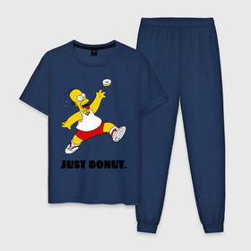 Мужская пижама хлопок с принтом Гомер Симпсон - Только пончик в Санкт-Петербурге, 100% хлопок | брюки и футболка прямого кроя, без карманов, на брюках мягкая резинка на поясе и по низу штанин
 | гомер