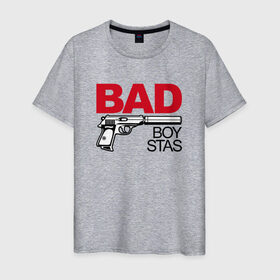 Мужская футболка хлопок с принтом Стас, плохой, парень в Санкт-Петербурге, 100% хлопок | прямой крой, круглый вырез горловины, длина до линии бедер, слегка спущенное плечо. | bad boy | stas | станислав