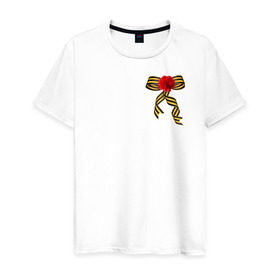 Мужская футболка хлопок с принтом футболка с георгиевской лентой в Санкт-Петербурге, 100% хлопок | прямой крой, круглый вырез горловины, длина до линии бедер, слегка спущенное плечо. | 