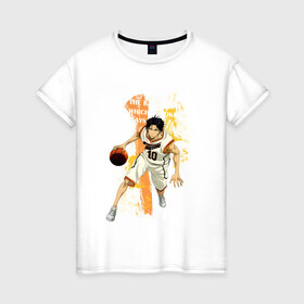 Женская футболка хлопок с принтом Basket player в Санкт-Петербурге, 100% хлопок | прямой крой, круглый вырез горловины, длина до линии бедер, слегка спущенное плечо | basket | kuroko no basket | kuroko no basuke | аниме | баскетбол | куроко | мяч | парни | спорт