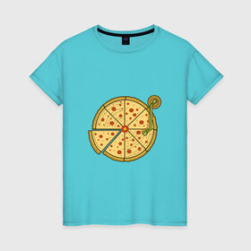 Женская футболка хлопок с принтом Виниловая пицца в Санкт-Петербурге, 100% хлопок | прямой крой, круглый вырез горловины, длина до линии бедер, слегка спущенное плечо | 