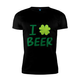 Мужская футболка премиум с принтом Love beer в Санкт-Петербурге, 92% хлопок, 8% лайкра | приталенный силуэт, круглый вырез ворота, длина до линии бедра, короткий рукав | beer | love | ирландия | клевер | патрик | праздник | святой