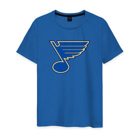 Мужская футболка хлопок с принтом St. Louis Blues в Санкт-Петербурге, 100% хлопок | прямой крой, круглый вырез горловины, длина до линии бедер, слегка спущенное плечо. | st. louis blues tarasenko | нхл