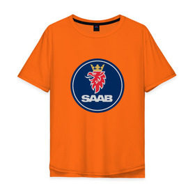 Мужская футболка хлопок Oversize с принтом Saab в Санкт-Петербурге, 100% хлопок | свободный крой, круглый ворот, “спинка” длиннее передней части | saabsaab | марка машин